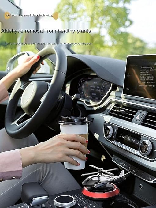 Solar Helicopter Air Freshener - Rotating Car Aroma Diffuser (Gold)